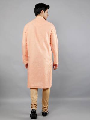 Woven Design Kurta Set - Peach 5