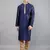 Woven Design Kurta Set - Navy Blue