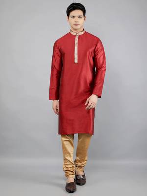 Woven Design Kurta Set - Maroon 1
