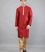 Woven Design Kurta Set - Maroon