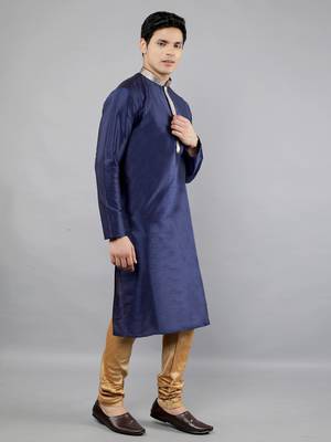 Woven Design Kurta Set - Navy Blue 4