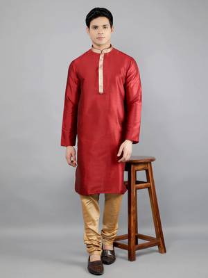 Woven Design Kurta Set - Maroon 2