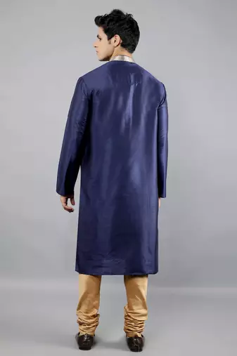 Woven Design Kurta Set - Navy Blue