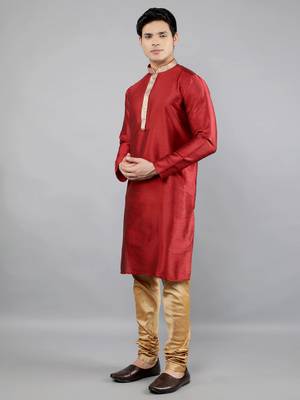 Woven Design Kurta Set - Maroon 3