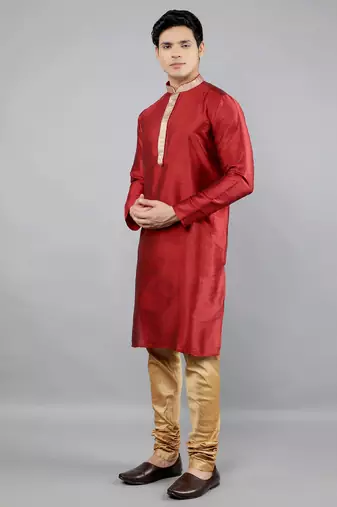 Woven Design Kurta Set - Maroon