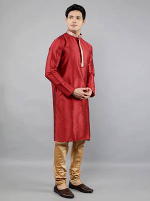 Woven Design Kurta Set - Maroon 4