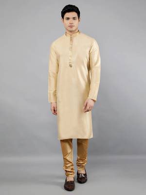Woven Design Kurta Set - Gold 1