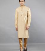 Woven Design Kurta Set - Gold
