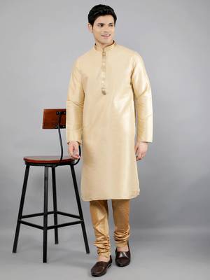 Woven Design Kurta Set - Gold 2
