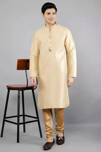 Woven Design Kurta Set - Gold