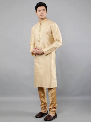 Woven Design Kurta Set - Gold 3