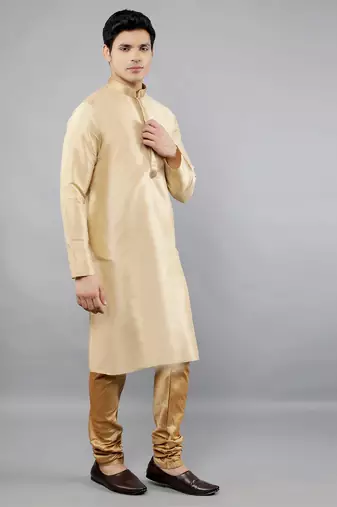 Woven Design Kurta Set - Gold