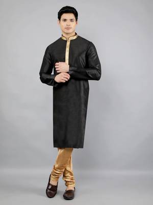 Woven Design Kurta Set - Black 1