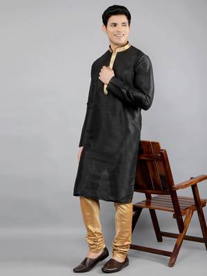 Woven Design Kurta Set - Black 2