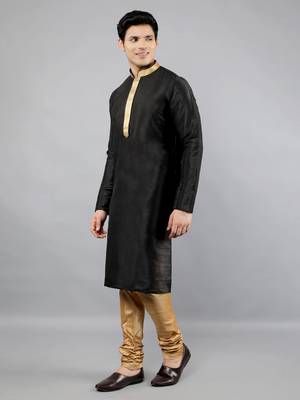 Woven Design Kurta Set - Black 3