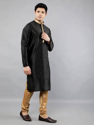 Woven Design Kurta Set - Black 4