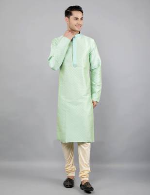 Woven Design Kurta Set - Sea Green 3
