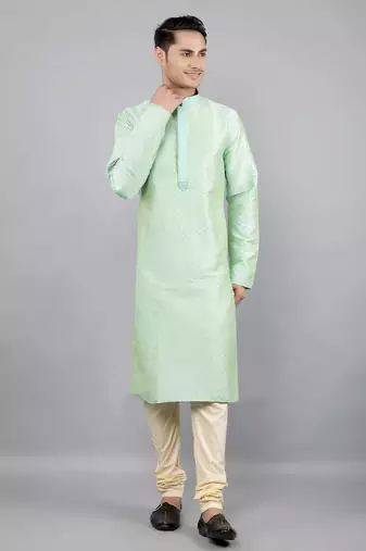 Woven Design Kurta Set - Sea Green