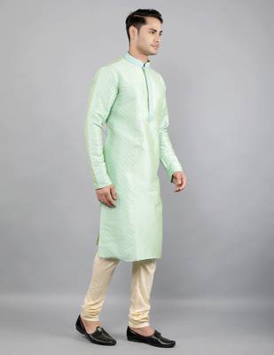 Woven Design Kurta Set - Sea Green 4