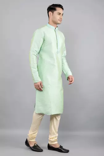 Woven Design Kurta Set - Sea Green
