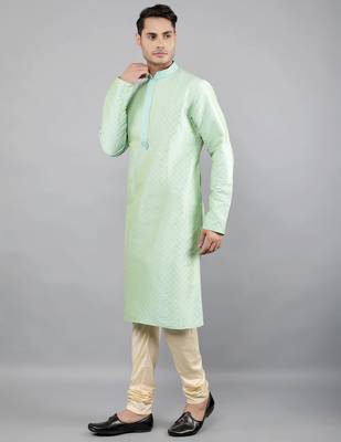 Woven Design Kurta Set - Sea Green 5