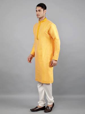 Woven Design Kurta Set - Mustard 2