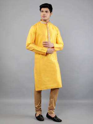 Woven Design Kurta Set - Mustard 3