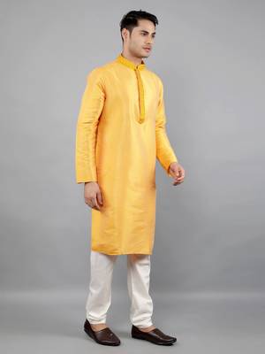 Woven Design Kurta Set - Mustard 3