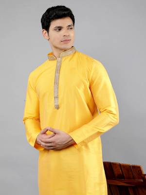 Woven Design Kurta Set - Mustard 4