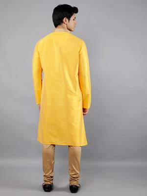 Woven Design Kurta Set - Mustard 5