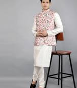 Festival Kurta Sets With Nehru Jacket - Cream