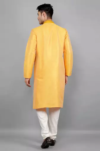 Woven Design Kurta Set - Mustard