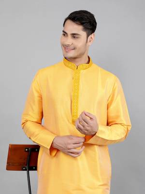Woven Design Kurta Set - Mustard 5
