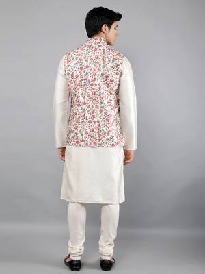 Festival Kurta Sets With Nehru Jacket - Cream 5