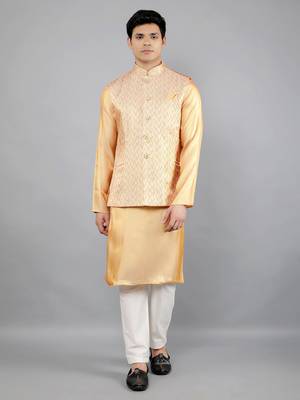 Festival Kurta Sets With Nehru Jacket - Mustard 2