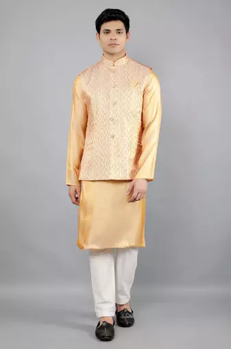 Festival Kurta Sets With Nehru Jacket - Mustard