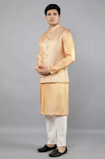 Festival Kurta Sets With Nehru Jacket - Mustard
