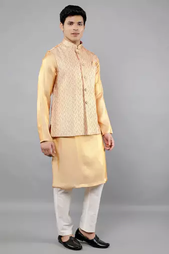 Festival Kurta Sets With Nehru Jacket - Mustard