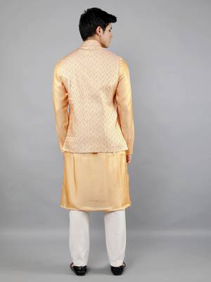 Festival Kurta Sets With Nehru Jacket - Mustard 5