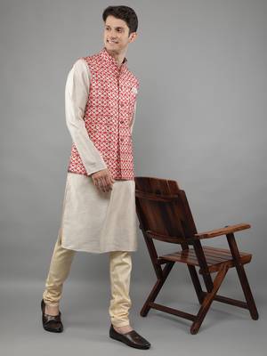Festival Kurta Sets With Nehru Jacket - Grey 1