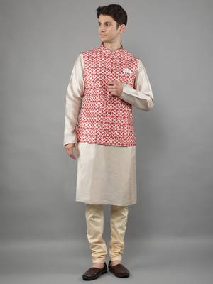 Festival Kurta Sets With Nehru Jacket - Grey 2