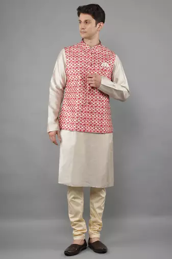Festival Kurta Sets With Nehru Jacket - Grey