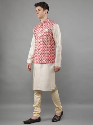 Festival Kurta Sets With Nehru Jacket - Grey 3
