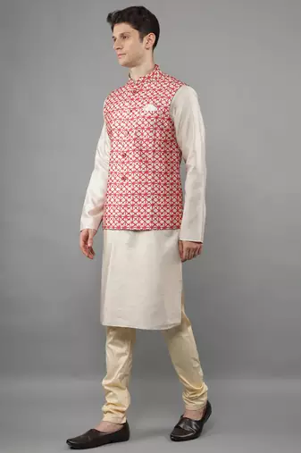 Festival Kurta Sets With Nehru Jacket - Grey