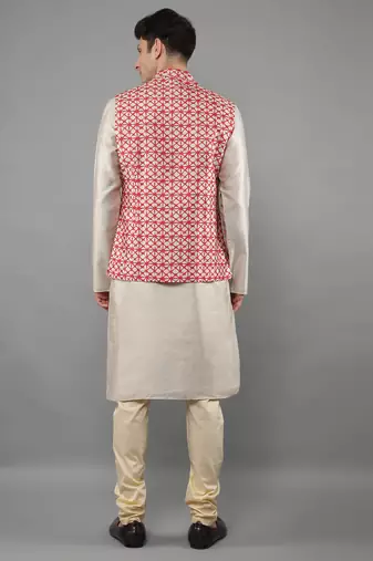 Festival Kurta Sets With Nehru Jacket - Grey