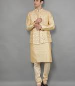 Festival Kurta Sets With Nehru Jacket - Gold