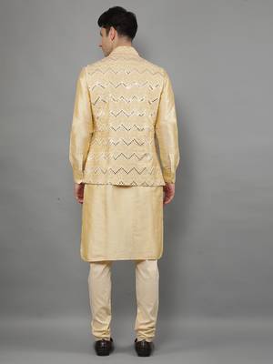 Festival Kurta Sets With Nehru Jacket - Gold 5