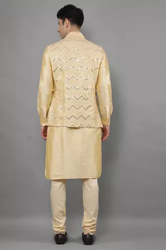 Festival Kurta Sets With Nehru Jacket - Gold