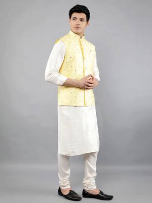 Festival Kurta Sets With Nehru Jacket - Cream 4