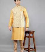 Festival Kurta Sets With Nehru Jacket - Mustard